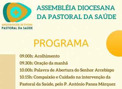 4 de junho, entre as 9h e as 13h: Assembleia Diocesana da Pastoral da Saúde