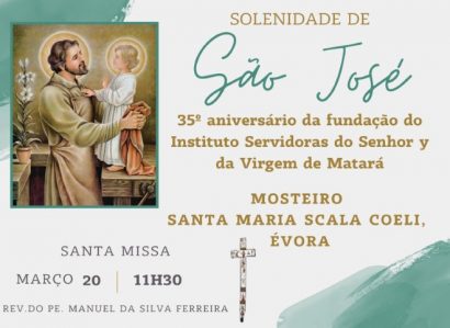 20 de Março: Solenidade de São José no Mosteiro Scala Coeli de Évora